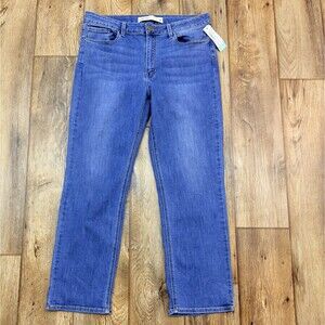 New Women Indigo Six Blue High Rise Cropped Boot  Jeans Sz. 14